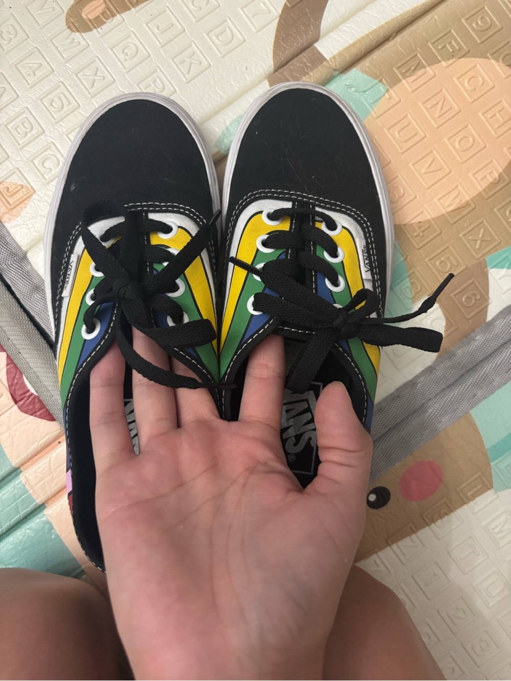 Vans Low-Top Sneakers in Black with Yellow & Green Panels